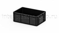 Евроконтейнер закрытые ручки/сплошное дно (черный), 600x400x220 мм
