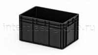 Евроконтейнер закрытые ручки/усиленное дно (черный), 600x400x320 мм