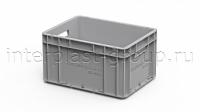 Евроконтейнер открытые ручки/сплошное дно (серый), 400x300x220 мм