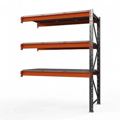 Секция приставная стеллажа металлического Оптима, 4000x1250x785 мм. Полки: 3 шт. метал.