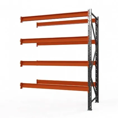 Секция приставная стеллажа металлического Оптима, 3500x1530x785 мм. Полки: 4 шт. без настила