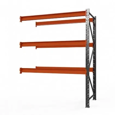 Секция приставная стеллажа металлического Оптима, 3500x1250x785 мм. Полки: 3 шт. без настила